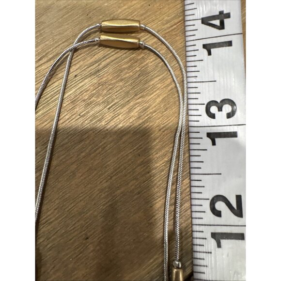 Chicos Silver Gold Tone Thin Beads 14" Long Layering Statement Necklace NEW - Picture 10 of 15